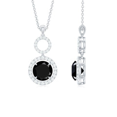 Lab Created Black Diamond Drop & Dangle Necklace with White Diamond