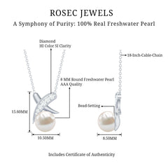 Real Freshwater Pearl and Diamond XO Necklace