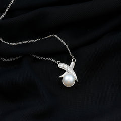 Real Freshwater Pearl and Diamond XO Necklace