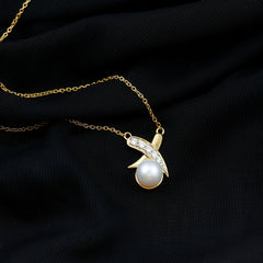 Real Freshwater Pearl and Diamond XO Necklace