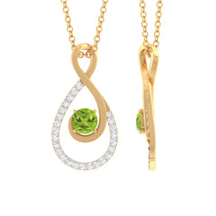 Peridot and Diamond Teardrop Pendant Necklace