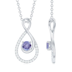 Genuine Tanzanite and Diamond Infinity Pendant Necklace With Chain