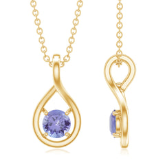 Certified 5 MM Round Tanzanite Teardrop Pendant