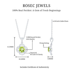 Antique Style Natural Peridot Bridal Pendant with Diamond