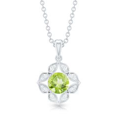 Antique Style Natural Peridot Bridal Pendant with Diamond
