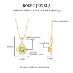Antique Style Natural Peridot Bridal Pendant with Diamond