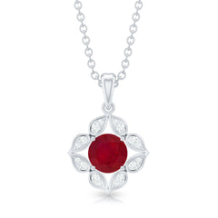 Antique Style Natural Ruby Bridal Pendant with Diamond