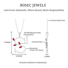 Moissanite and Lab Ruby Necklace with Letter S