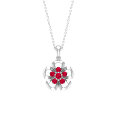Natural Ruby Flower Pendant Necklace with Certificate