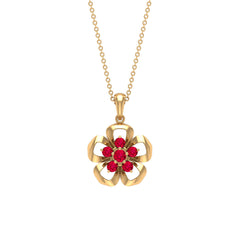 Natural Ruby Flower Pendant Necklace with Certificate
