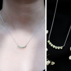 Seven Stone Peridot Bar Necklace