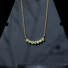 Seven Stone Peridot Bar Necklace