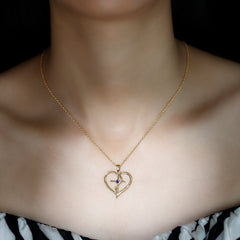 Natural Blue Sapphire Cross Heart Necklace for Women