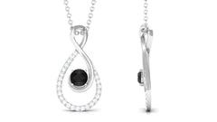 Natural Black Spinel Infinity Pendant Necklace with Diamond
