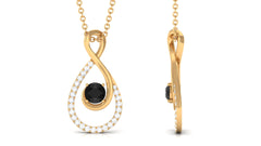 Natural Black Spinel Infinity Pendant Necklace with Diamond