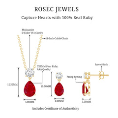 Genuine 2 Carat Ruby Bridal Jewelry Set with Certificate