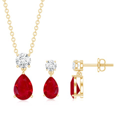 Genuine 2 Carat Ruby Bridal Jewelry Set with Certificate