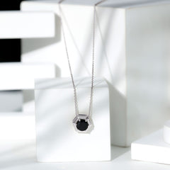 1.25 CT Natural Black Onyx Solitaire Hexagon Pendant in Gold