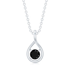 Certified 4MM Solitaire Black Onyx Teardrop Pendant With Chain
