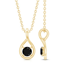 Certified 4MM Solitaire Black Onyx Teardrop Pendant With Chain