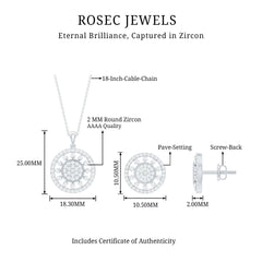 3 CT Classic Zircon Cluster Pendant and Earring Set