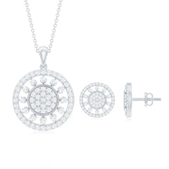3 CT Classic Zircon Cluster Pendant and Earring Set