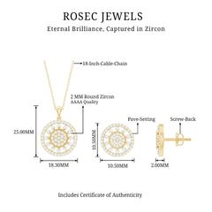 3 CT Classic Zircon Cluster Pendant and Earring Set