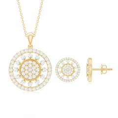 3 CT Classic Zircon Cluster Pendant and Earring Set