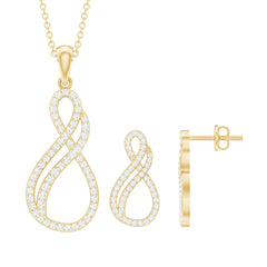 Diamond Infinity Necklace Earrings Set For Women