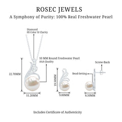 Freshwater Pearl and Diamond Designer Jewelry Set
