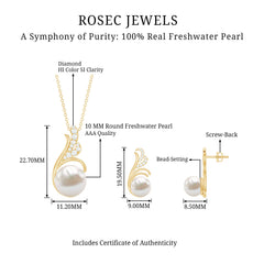 Freshwater Pearl and Diamond Designer Jewelry Set