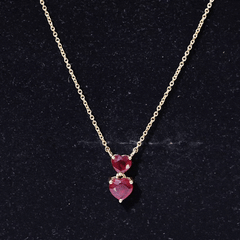 Lab Certified Ruby Double Heart Necklace for Women
