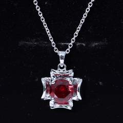 Art Deco Inspired Lab Created Ruby Solitaire Necklace