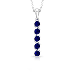 Lab Created Blue Sapphire Bar Necklace With Earrings