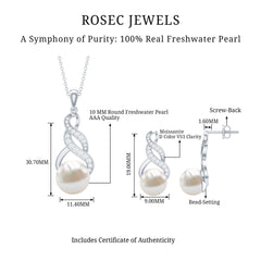 Freshwater Pearl Drop and Moissanite Bridal Jewelry Set
