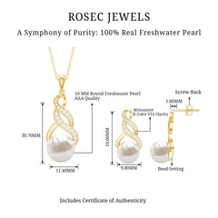 Freshwater Pearl Drop and Moissanite Bridal Jewelry Set