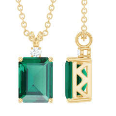 Octagon Cut Lab Created Emerald Solitaire Necklace with Chain