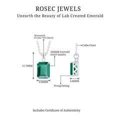 Octagon Cut Lab Created Emerald Solitaire Necklace with Chain