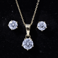 2 CT Round Shape Moissanite Solitaire Jewelry Set