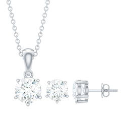 2 CT Round Shape Moissanite Solitaire Jewelry Set