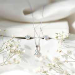 2 CT Round Shape Moissanite Solitaire Jewelry Set