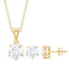 2 CT Round Shape Moissanite Solitaire Jewelry Set