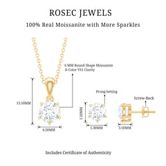 2 CT Round Shape Moissanite Solitaire Jewelry Set