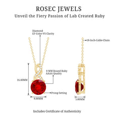 Lab Grown Ruby Solitaire Infinity Pendant Necklace with Diamond