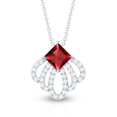 Lab Grown Ruby Diamond Designer Wedding Necklace