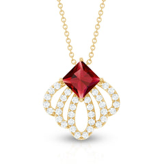 Lab Grown Ruby Diamond Designer Wedding Necklace