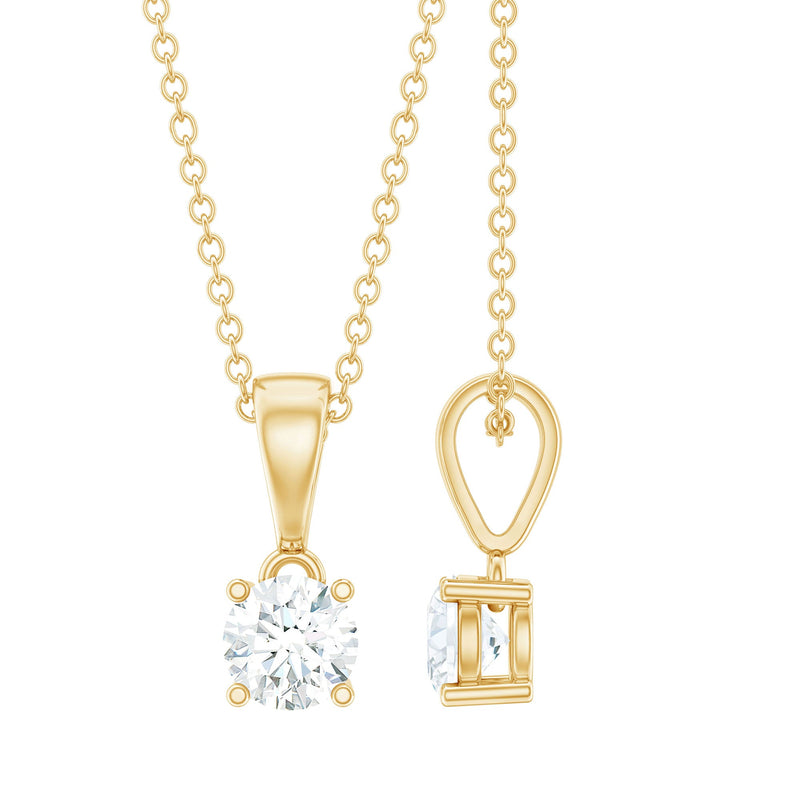 Round Brilliant Cut 5 MM Lab Diamond Solitaire Necklace for Women