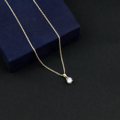 Round Brilliant Cut 5 MM Lab Diamond Solitaire Necklace for Women