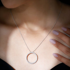 Lab Grown Diamond Eternity Necklace in Sterling Silver