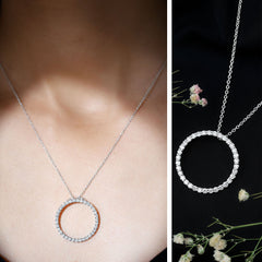 Lab Grown Diamond Eternity Necklace in Sterling Silver